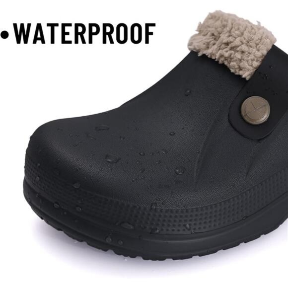 Classic Fur Lined Clogs Waterproof Winter Fuzzy Slippers for Women Men - Picture 4 of 7